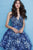 JVN63698 Floral Applique Deep V-neck A-line Dress