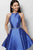 Sleek Halter Pleated Cocktail Dress JVN63717 In Blue