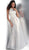 Jovani - JVN64157 Sleeveless Lace Embroidered Tulle Gown in Silver