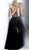Jovani - JVN64196 Embellished Deep V-neck A-line Dress in Black