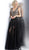 Jovani - JVN64196 Embellished Deep V-neck A-line Dress in Black