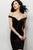 JVN64563 Shimmer Fabric Off-Shoulder Fitted Dress