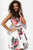 JVN65166 Floral Printed Deep V-neck Pleated A-line Dress