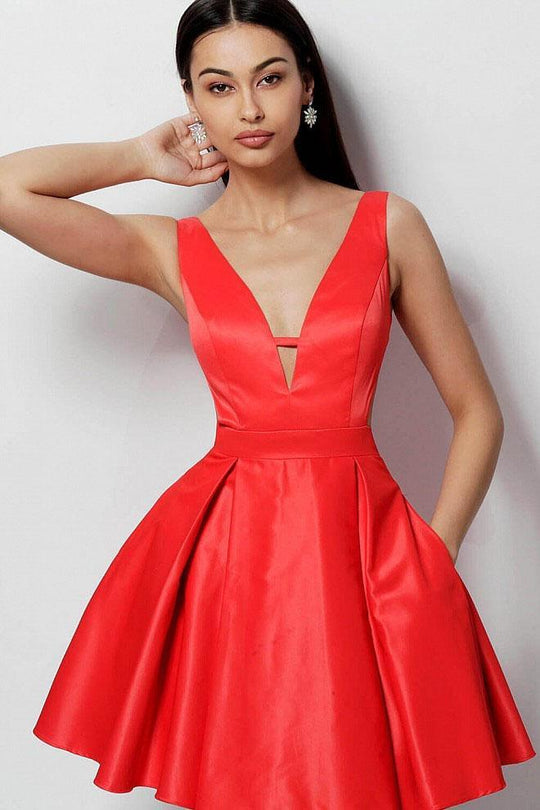 JVN65167 Deep V-neck A-line Homecoming Dress