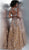 Jovani - JVN65806 Sequined Plunging V-neck A-line Dress In Brown