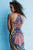JVN65816 Multi-Colored Net Patterned Halter Sheath Dress