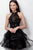 JVN65941 Sequined Illusion Halter Ruffled A-line Dress