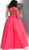 Jovani - JVN66137 Plunging Halter Glitter Tulle Ballgown In Red