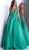 Jovani - JVN66673 Plunging V-neck Ballgown With Cutout in Green