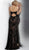 Jovani - JVN66971 Lace Deep V-neck Trumpet Dress With Train in Black