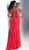 Jovani - JVN66971 Lace Deep V-neck Trumpet Dress With Train in Red