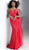 Jovani - JVN66971 Lace Deep V-neck Trumpet Dress With Train in Red
