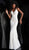 Jovani - JVN66971 Lace Deep V-neck Trumpet Dress With Train in White