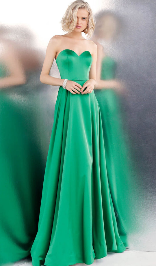 Jovani - JVN67753 Strapless Sweetheart Satin Prom Dress In Green