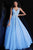 Jovani - Lace Embellished Plunging V-neck Ballgown JVN68258 In Blue
