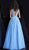 Jovani - JVN68258 Embellished Lace Deep V-neck Ballgown in Blue