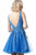 Jovani - JVN68267 Bedazzled V-neck A-line Cocktail Dress In Blue
