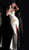Jovani - Strapless Ruched Metallic High Slit Gown JVN68297  In Gold