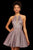 Sherri Hill - 53027 Short Illusion Paneled Halter Glitter Dress In Pink and Silver