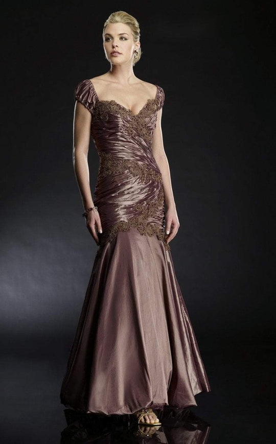 Janique  J041 Iridescent Taffeta Dress In Brown