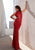 Jasz Couture - 1428 Beaded High Neck Sheath Gown In Red