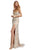 Lush by Jasz Couture - Embellished V-Neck Sheath Dress 1326 in White