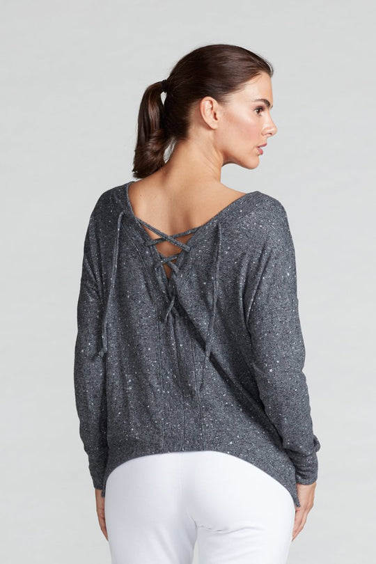 Jenni Lace Up Reversible Top- Charcoal
