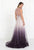 GL1599 Cap Sleeve Ombre Floral Appliqued A-Line Gown