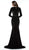 Colors Dress - 2033 Embellished Deep V-neck Velvet Trumpet Dress in Black