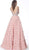 Jovani - 61112 Beaded Deep V-neck Ruffled A-line Dress In Pink