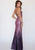 Jolene Collection - 18099 Sequined Halter V-neck Ombre Sheath Dress In Purple