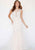 Jolene Collection - 18312 Sheer Bateau Neck Beaded Mermaid Gown In White and Neutral