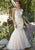 Jolene Collection - 18312 Sheer Bateau Neck Beaded Mermaid Gown In White and Neutral