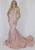 55414 Plunging Glitter Jersey Mermaid Gown