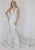 Jovani - Plunging Glitter Jersey Mermaid Gown 55414 in White