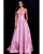 59915 Fitted V Neck Metallic Gown