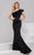 Jovani - Ruffled Asymmetrical Trumpet Gown in Black