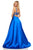 Sherri Hill - 52715 Scoop Neck Strappy Back Long A Line Satin Dress In Blue