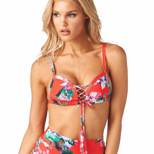 Red Floral Prima Tassels Top