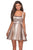 La Femme - 28181 Metallic Scoop A-Line Cocktail Dress In Pink and Gold