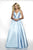 Blush by Alexia Designs - 5704 Sleeveless V-Neck Bow Accent Ballgown In Blue