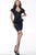 Jovani - 171598 Short Sleeve V-neck Sheath Dress With Peplum In Black