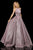 Sherri Hill - 52964 High Halter Neck Glitter Mesh Full A-Line Dress In Pink and Silver