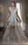 MNM Couture -K3539 Textured Mesh Applique Gown with Faux Feathers In Gray