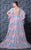 MNM Couture - K3569 Floral Embroidered Sheath Dress with Cape In Pink