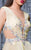 MNM Couture - K3574 Deep V-Neck Floral Appliqued Short Dress In Yellow