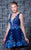MNM Couture - K3575 Floral Embroidered Illusion Scoop A-line Dress In Blue