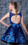 MNM Couture - K3575 Floral Embroidered Illusion Scoop A-line Dress In Blue