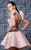 MNM Couture - K3576 Floral Embroidered Curled Sleeve Cocktail Dress In Pink