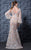 MNM Couture - K3580 Bishop Sleeves Deep V-neck Sheath Gown In Neutral